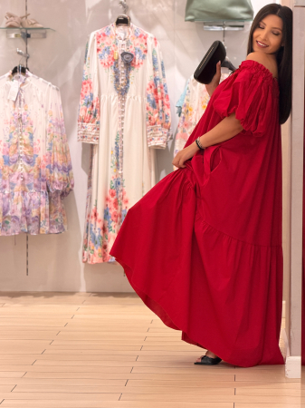 Rochie rosie cu maneci bufante [4]