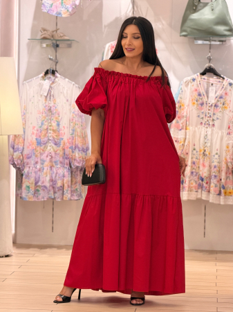 Rochie rosie cu maneci bufante [3]