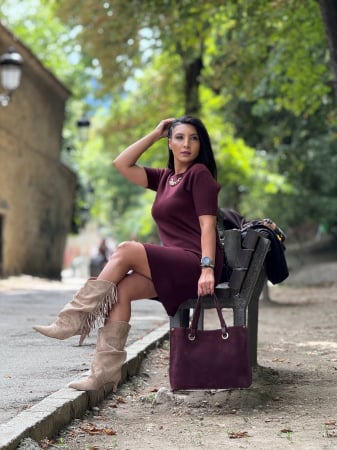 Rochii de zi - Rochie tricotata cu detaliu lantisor