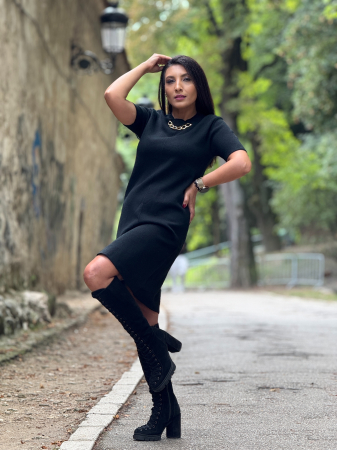 Rochii de zi - Rochie tricotata cu detaliu lantisor