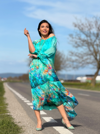 Rochie turcoaz din matase [1]