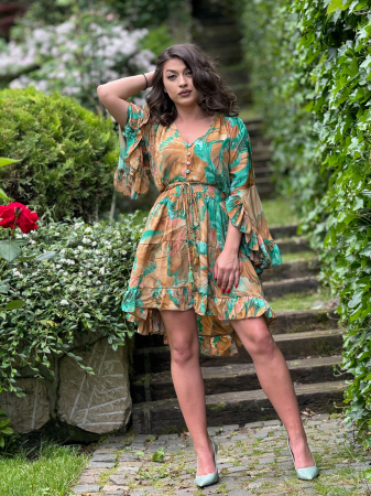 Promotii - Rochie vaporoasa cu imprimeu tropical