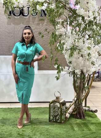 TOTUL LA -50% - Rochie verde cu curea maro