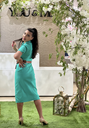 Rochie verde cu curea maro [3]