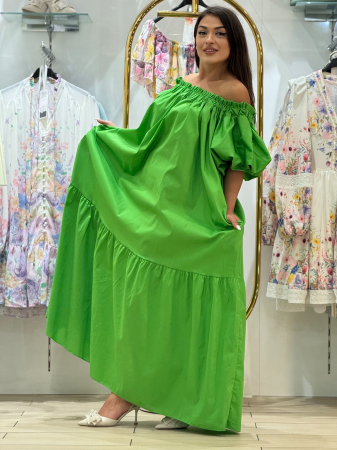 Rochii de zi - Rochie verde cu maneci bufante