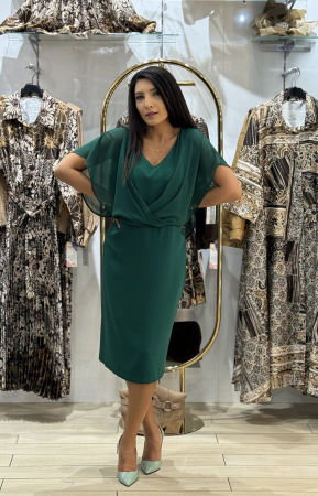 Rochii de eveniment - Rochie verde cu voal si margele
