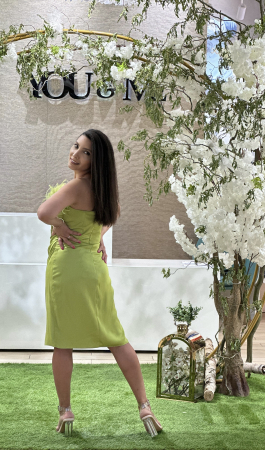 Rochie verde fistic cu pene [2]