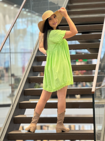 Rochie verde neon cu dantela [3]