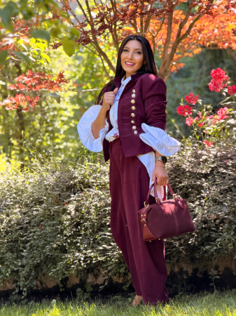 Sacou bordo cu inchidere decorativa [3]
