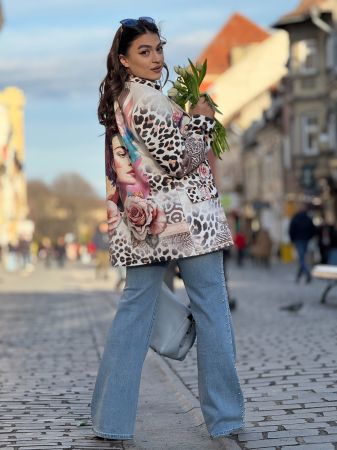 Sacou damă cu croială dreaptă cu imprimeu animal print [4]