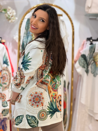 Sacou dama cu croiala dreapta si imprimeu girafa [4]