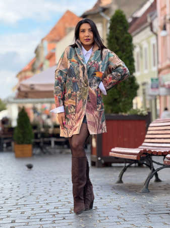 Sacou oversize cu imprimeu tropical [3]