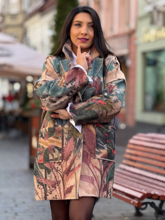 Sacou oversize cu imprimeu tropical [4]