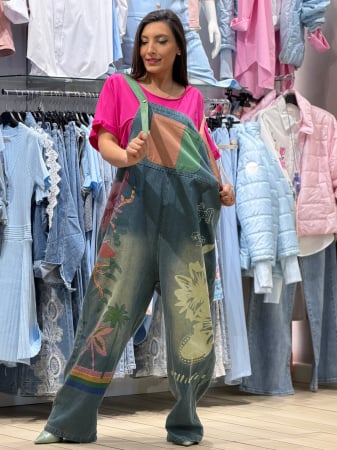 Imbracaminte de dama - Salopeta cu flori roz