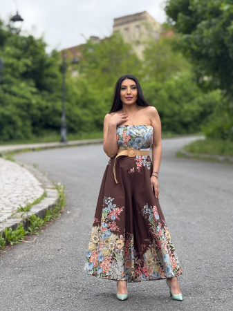Salopeta cu imprimeu floral si curea in talie [3]