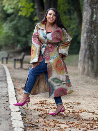 Trench cu imprimeu artistic multicolor [2]