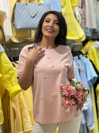 Tricouri si topuri - Tricou cu aplicatii metalice inimioare