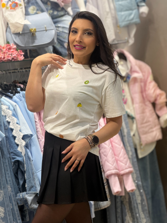 Tricou cu imprimeu broderii cu fructe [2]