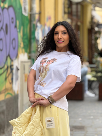 Tricou cu imprimeu doua personaje feminine stil fashion [7]