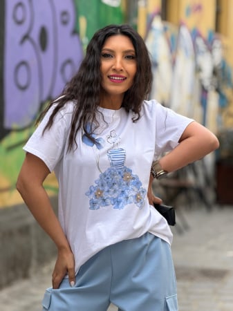 Imbracaminte de dama - Tricou cu imprimeu fata cu baloane