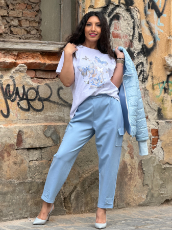 Tricou cu imprimeu fluturi cu pietricele aplicate [2]