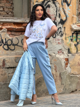 Tricou cu imprimeu fluturi cu pietricele aplicate [4]