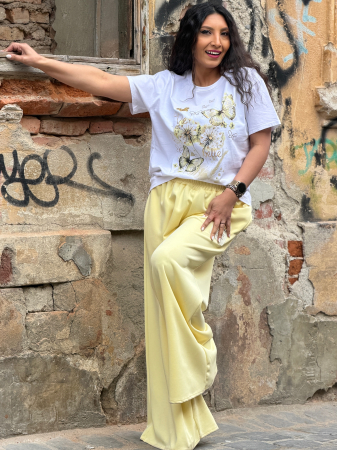 Tricou cu imprimeu fluturi si flori [4]