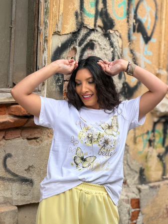 Tricou cu imprimeu fluturi si flori [1]