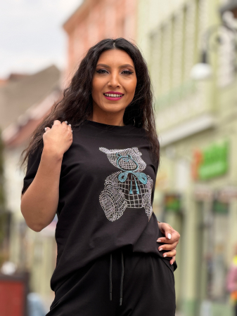 Tricou cu imprimeu ursulet cu pietricele aplicate [2]