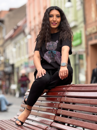 Tricou cu imprimeu ursulet cu pietricele aplicate [4]