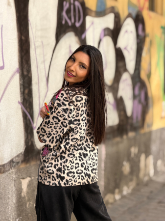 Tricou din bumbac animal print cu imprimeu grafic [6]