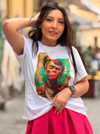 Noutati - Tricou din bumbac cu imprimeu fata cu balon