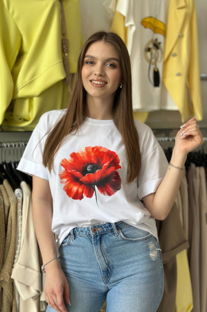 Promotii - Tricou din bumbac cu imprimeu mac