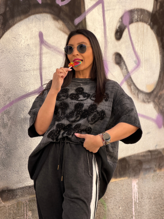 Tricou din bumbac cu imprimeu Mickey si scris [2]