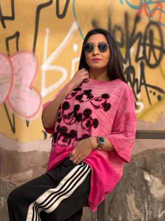 Tricou din bumbac cu imprimeu Mickey si scris [4]