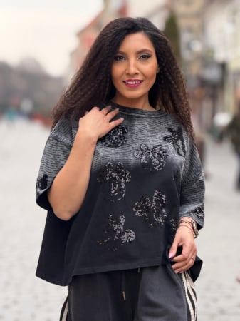 Noutati - Tricou din bumbac cu Miney cu paiete