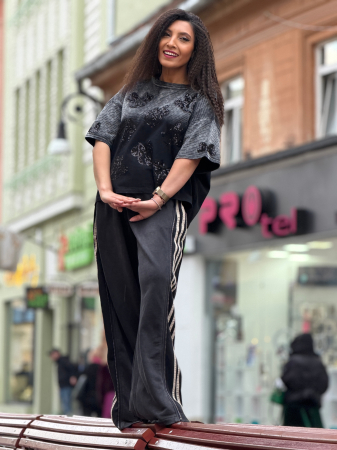 Tricou din bumbac cu Miney cu paiete [3]