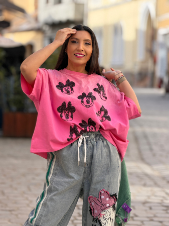 Tricou din bumbac cu print Mickey cu paiete [1]