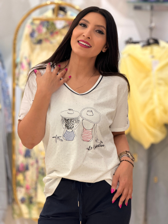 Tricouri si topuri - Tricou marinaresc din bumbac cu pietricele
