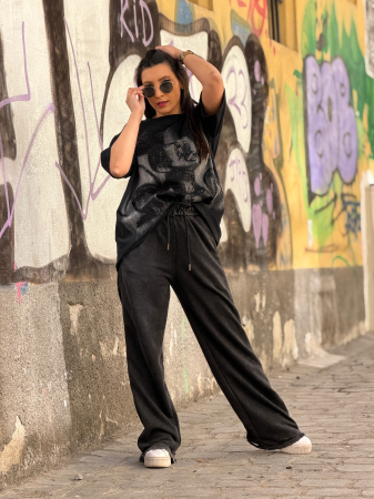 Tricou negru din bumbac cu imprimeu Mickey Mouse [4]