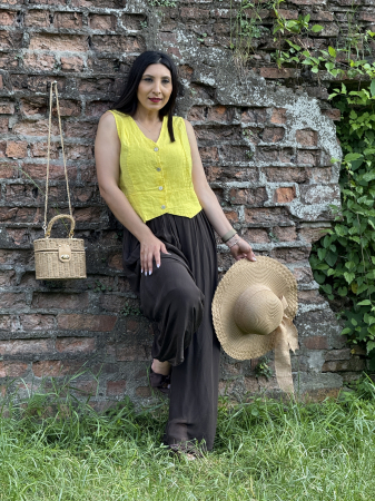 COLECTIA DE IN YOU&ME - Vesta din in cu nasturi