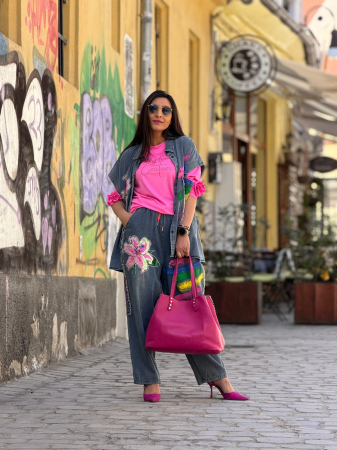 Vesta din jeans cu broderie crin [3]