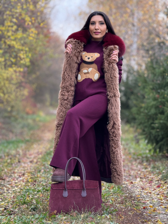 Vesta lunga cu guler din blana naturala [4]