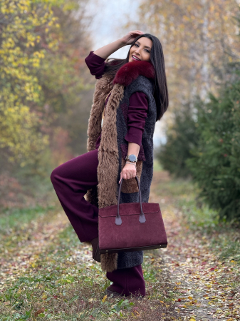 Vesta lunga cu guler din blana naturala [3]