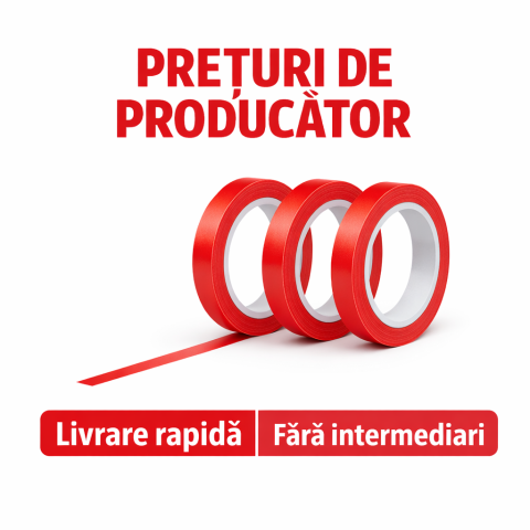 Ambalare si marcare - Banda PVC rosu pentru inchis pungi, 9mm x 60m | PRETURI DE PRODUCATOR