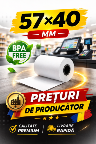Role pentru case de marcat - Rola hartie termica 57mm x 40m