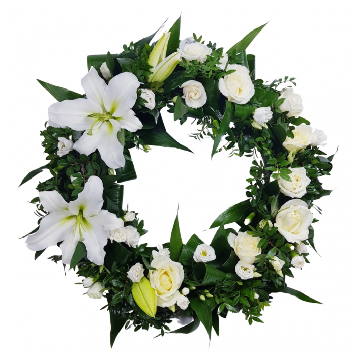 Coroana funerara mix flori albe [1]