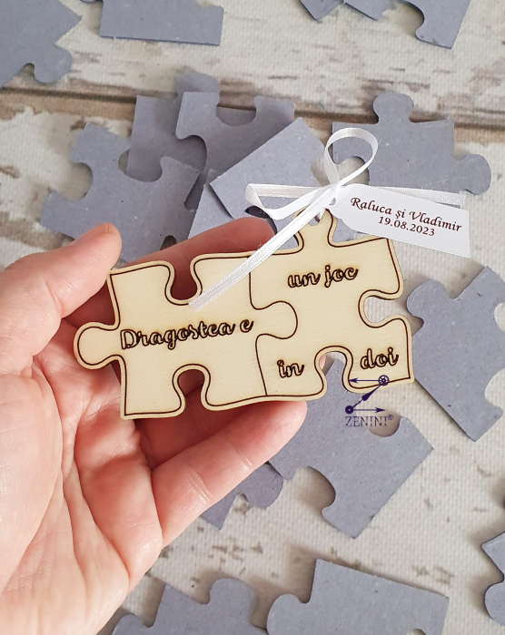 Marturie nunta puzzle magnet, personalizat [3]