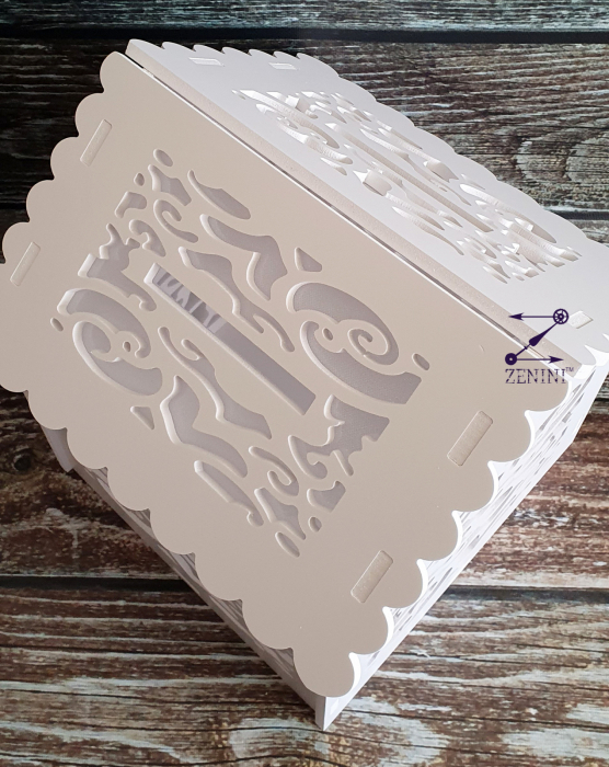 Casuta de dar personalizata pentru nunta, decupata din PVC alb, 25 x 25 x 30 cm, capacitate de pana la 150 de plicuri [5]