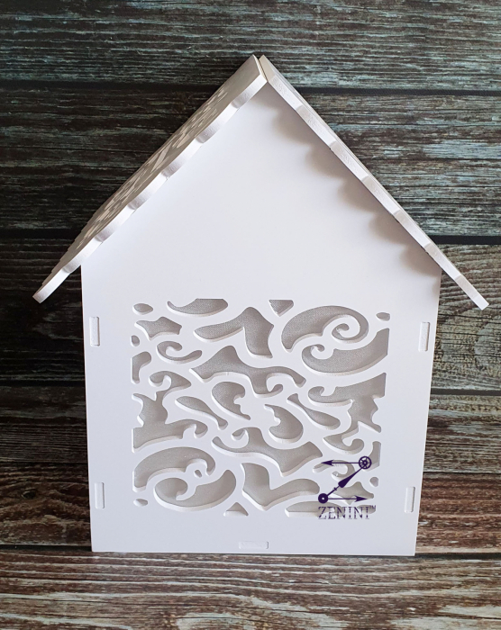 Casuta de dar personalizata pentru nunta, decupata din PVC alb, 30 x 30 x 40 cm, capacitate de pana la 200 de plicuri [4]